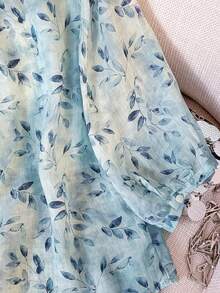 YUXIN Summer Loose Retro Ditsy Floral Stand Collar 3/4 Sleeve Blouse For Women