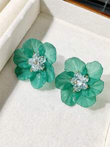 2 件/1 对复古波西米亚风格大花朵/莲花耳钉女士耳环