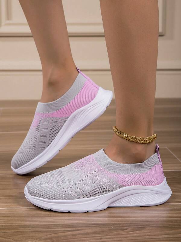Atmungsaktive gestrickte Sneaker für Damen, lässige Schnürschuhe für den Outdoor-Bereich, leichte einfarbige Schuhe, personalisiert, bequem, minimalistische EVA-Sneaker für Damen