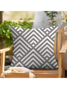 The Latest Best-Selling Grey Geometric Series Pillowcases, 4-Piece Polyester Short Plush Sofa Covers (Without Pillow Cores)