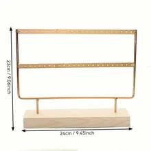 Iron & Wood Jewelry Display Stand For Earrings, Ear Studs, Necklaces, Rings, Pendants For Women Storage Organizer Travel Essentials Back To School Dormitory Storage Fall Decor - Multicolor - View 18