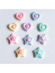 10pcs Cute Double-Layer Star & Heart Shaped Refrigerator Magnets, Creative Birthday Party Wedding Decor Fridge Stickers, Assorted Colors For Office, Whiteboard, Home, Kitchen Decoration