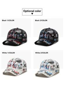 Korean Style Romantic: Graffiti Letter Print Baseball Cap, Sunscreen & Shading Design, Outdoor Peaked Cap Expressing Fresh Vibe