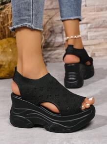 2025 Summer New Women Sandals, High Heel Wedge Slip-On Fashion Casual Sandals, Outdoor Beach Women Sandals, Minimalist Women Shoes