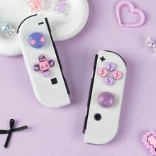 硅胶十字 D-Pad 按钮帽套装可爱操纵杆盖 - ABXY 键按钮贴纸兼容 Switch/OLED Joy Con - 彩色 - 查看 5