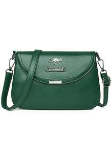 Women Solid Color PU Adjustable Shoulder Strap Shoulder/Crossbody Bag - Green - View 3