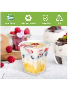 5 Oz Plastic Dessert Cups With Lids, Yogurt Parfait/Appetizer Cups With Lids For Parties, Mini Dessert Cups With Spoons, Pudding, Fruit And Ice Cream Dessert Cups