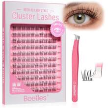 Beetles Lash Clusters Natural Manga Wispy 9-16mm Eyelash Extensions 168pcs Individual Lashes 3D CC Curl Eyelash Clusters DIY At Home With Tweezers Candy CMC002