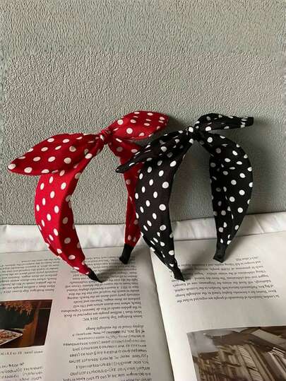 1pc Retro Red Polka Dot Headband With Bow, Versatile Vintage Style Hair Accessory For Women Hairband Hair Hoop Head Accessories