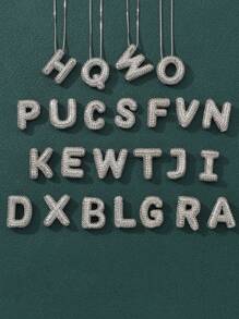 MECYLIFE 1pc Curvy Cubic Zirconia Bubble Letter Necklace, 26-Letter Pendant