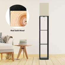 Column Floor Lamp With Three Shelves, Real Solid Wood And Bulb Includ, Suitable ForHalloween, Christmas And Other Holidays - US A Type Plug(110-127V) - View 5