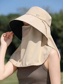 1 pièce Casquette de couleur unie pour femme, nouveau chapeau d'été avec protection pour le cou, protection solaire extérieure pour le visage et le cou, convient pour le port quotidien