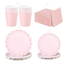 10pcs/20pcs/40pcs/50pcs,Pink Scalloped Paper Plates,Cups And Napkins Set, Fan Shaped Paper Plate 9 Inch 7 Inch Shell Edge Disposable Dinner Tray Paper Cup Paper Towel Birthday Wedding Party Decoration (Pink) Mother's Day Gift Wedding Birthday Party Supplies Daily Picnic Camping Tray - Pink - View 12