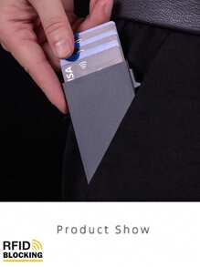 1pc Men's Aluminum Card Holder ID RFID Credit Card Holder Side Push Automatic Pop-Up Bank Card Box Intelligent Detachable Mini Card Bag Holiday Gift For Father Daily Use