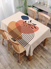 1 pièce Nappe de style bohème avec imprimé géométrique, nappe rectangulaire/ronde moderne en polyester imperméable, avec impression numérique, convient pour le salon, la maison, la table de repas extérieure, la petite table ronde