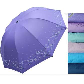 1 件 10 骨大号可折叠黑色涂层防晒双面雨伞，紧凑型防紫外线遮阳伞