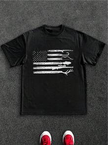 Men's Outdoor - American - Pride T - Shirt, 100% Cotton, 220g - Black - View 1
