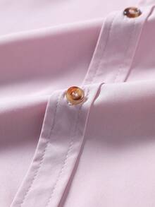 Men's Solid Color Business Casual Short Sleeve Shirt - Dusty Pink - View 3