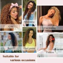 卷曲钩针发 GoGo 卷曲钩针发 女士深波浪编织发，合成波西米亚钩针辫子水波钩针接发 (1B/30) - 咖啡棕 - 查看 5