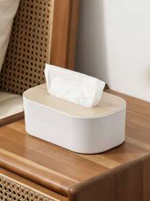 1pc Bamboo Wood Tissue Box, Minimalist Wooden Cover Tissue Box For Home And Car Use, Paper Storage Box.Living Room Desktop Storage, For Hotel/Office For Public Restroom Home Decor, School Supplies Bathroom Accessories Bathroom Organizer Back To School