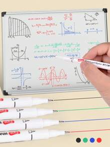 5pcs/6pcs Whiteboard Marker Pens, 0.5mm Fine Nib, Ideal For Writing On Whiteboards, Glass, Mirrors, Home, Office And School Supplies School Supplies,Back To School