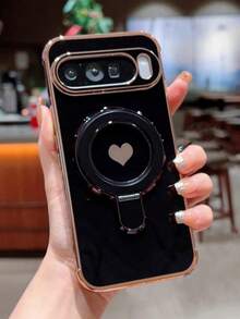 Ốp lưng điện thoại di động màu kẹo thời trang sang trọng mới có giá đỡ hình trái tim cho Pixel9 Pro XL / 9A / 9 / 9 Pro / 8 Pro / 8 / 8A / 7A Chống nước, chống sốc, chống rơi, chống trầy xước - màu đen - Xem 2