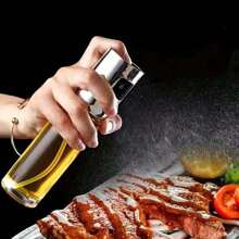 1 Stück transparente Glas Edelstahl Öl Sprühflasche, moderne minimalistische Küchen Kochsprühflasche für BBQ, Salat, Backen, Öl Kontrolle, Gewürze, vielseitig einsetzbare Olivenöl Zerstäuber mit feiner Sprühdüse für gesundes Kochen und Grillen, unverzichtbares Küchengerät, Glasgehäuse, Edelstahlkappe, einfach zu benutzen und zu reinigen, Ideales Küchen Zubehör, Öl Sprühflasche, Heißluftfritteuse, Olivenöl Spender