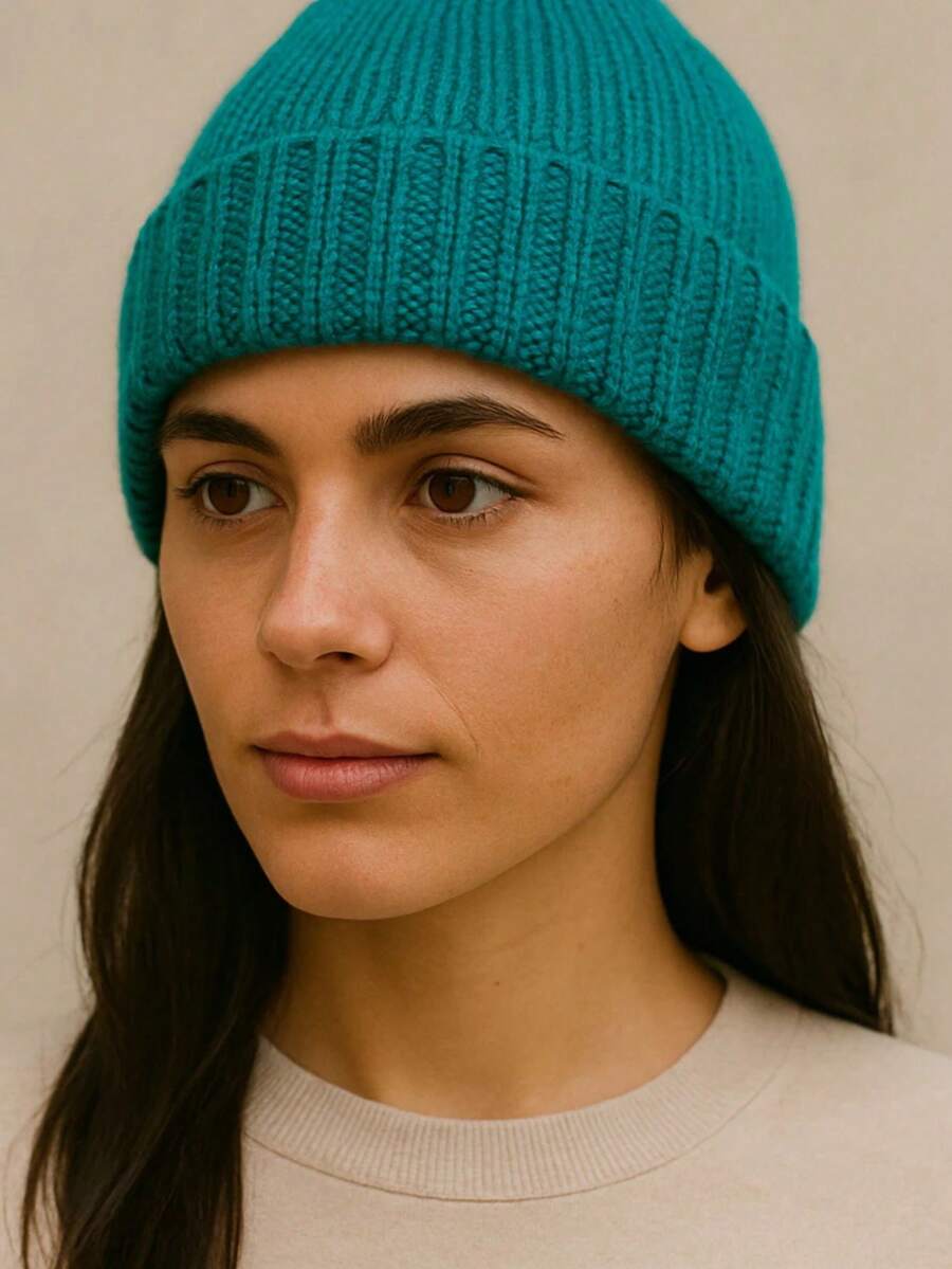 Touca Gorro Unissex Lã Moda Inverno Frio - Verde Azulado - Visão 1