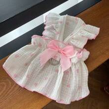 1 pièce Robe à volants romantiques et mignons en forme de cœur pour chiens de taille petite/moyenne, vêtements pour animaux de compagnie chien/chat