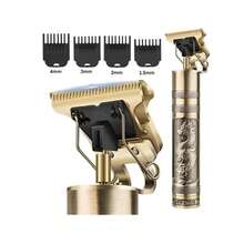 Máquina De Cortar Cabelo Para Barba Masculina Aparador Profissional barbeador acabamento Sem Fio Portátil - Dourado - Visão 2