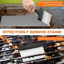 1pc Stainless Steel Flat Top Barbecue Scraper/Spatula With Glove, Sturdy Food Scraper Tool For Kitchen, Suitable For Blackstone Griddle Accessories, Outdoor Grill Scraper Tool