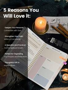 BUBU 每日圣经学习日志笔记本，1本圣经学习计划本，个性化每日晨祷日志，笔记记录，信仰主题礼物，男女皆宜，学校办公用品，教师节礼物，母亲节礼物 - 典雅粉 - 查看 3