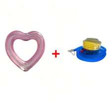 2 piezas, 120 cm, Colchón inflable rosa para piscina flotante para adultos, asiento de agua de piscina de PVC, flotador de anillo de goma, anillo de natación con corazón con lentejuelas aumentado y espesado, cama flotante inflable con salvavidas, se incluye bomba portátil - Multicolor - Ver 2