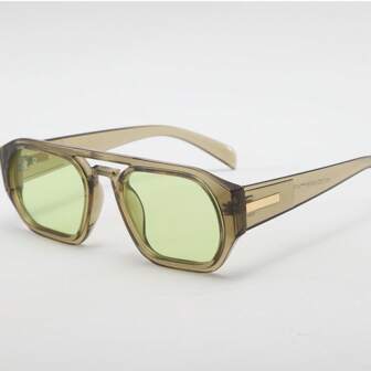 1pc Men's Retro Double Bridge High-Quality Lightweight Luxury Minimalist Fashion Glasses, Suitable For Driving, Travel, Leisure, Outdoor, Daily Use