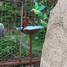 1pc Iron Hummingbird & Leaf Shaped Outdoor Bird Feeder, Decorative Atmosphere, Favorite For Bird Lovers