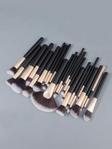 RANCAI 24pcs Black & Gold Makeup Brush Set, Soft Powder Brush, Contour Brush, Blush Brush, Foundation Brush, Eyeshadow Brush, Eyebrow Brush - Multicolor - View 3