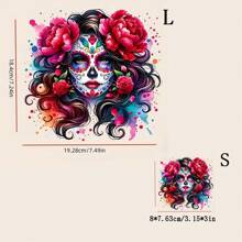 1/2/3 Pcs DTF Transfer Stickers - Vibrant Sugar Skull & Floral Designs, Washable Heat Transfer Patches For DIY T-Shirt, Jeans, Masks, Bags, Inspired By Art, Decorative Masks With Talent, Custom DIY Clothing, Colorful Patterns, Easy To Apply Appliques