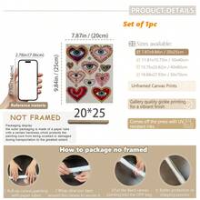 1pc Canvas Wall Art Poster With Optional Frame, Gothic Evil Eye & Heart Shape Print Poster, Vintage Dark Maximalism Art Style, Suitable For Living Room, Bedroom Wall Hanging, Tabletop Display, Ideal Wall Art Home Decor Gift