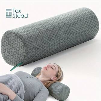 颈椎枕 颈椎枕 圆形颈椎枕 颈背腰枕 圆形滚轴枕 带可拆卸枕套 专为颈部、背部、头部和腿部设计