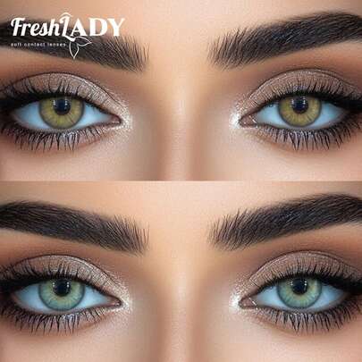 FRESH LADY Freshlady Back To School Contact Lenses Pupilentes Sandy Twilight/Oasis Jade 14.20/14.50mm Colored Contact Lenses 1 Year Disposable Halloween Costume Cosplay