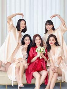 1 szt. Szlafrok dla panny młodej, wiosenno-letnia bielizna nocna, szlafrok satynowy dla druhny, seksowny strój domowy na powrót do szkoły