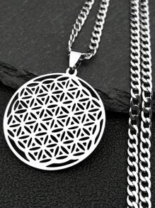 Flower Of Life Stainless Steel Long Necklace For Women Men Gold Color Mandala Metatron Chain