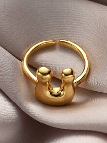 1pc Fashionable Gold 26 Letter A-Z Copper Gold Plated Retro Coin Style Adjustable Ring, Suitable For Women Daily, Beach, Party, Holiday Wear, Gift For Couple And Friends