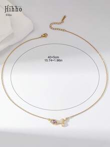 Hihho 1pc Adjustable Stainless Steel 18K Gold Plated Tulip Necklace, Suitable For Women, French Fashion Style, Fit For Party, Date, Office Wear, Valentine's Day Gift