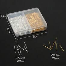 400 Peças/Caixa Alfinetes de Cabeça Plana Alfinetes de Olho para Fazer Joias DIY, Alfinetes de Olho com Cabeça Reta Dourados e Prateados, Alfinetes de Metal para Fazer Artesanato, Brincos, Pulseiras, Colares, Pingentes