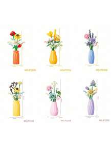 1 set de mini briques, blocs de construction en forme de fleurs avec un vase emballé. Série de fleurs colorées DIY, bouquets décoratifs, fleurs artificielles, décoration unique maison DIY, collection botanique, soulagement de la pression, activités de construction anti-stress, ornements de bureau, créez votre propre collection de fleurs, cadeau parfait pour anniversaire, fête des mères, cadeau de Saint-Valentin créatif, construction en famille, modèle pour exposition.