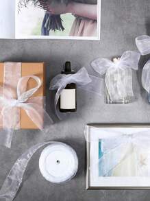 1 pezzo di nastro in organza trasparente, nastro bianco per pacchi regalo per matrimoni, docce nuziali, compleanni, anniversari, per incartare profumo di fiori, forniture per feste