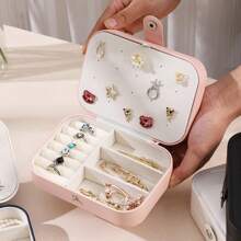 Caixa de joias personalizada e personalizável, dupla camada, grande capacidade, letra inicial personalizada, caixa organizadora de joias portátil para anéis, colares, brincos, estojo simples para joias, presente para namorada, mãe, madrinha