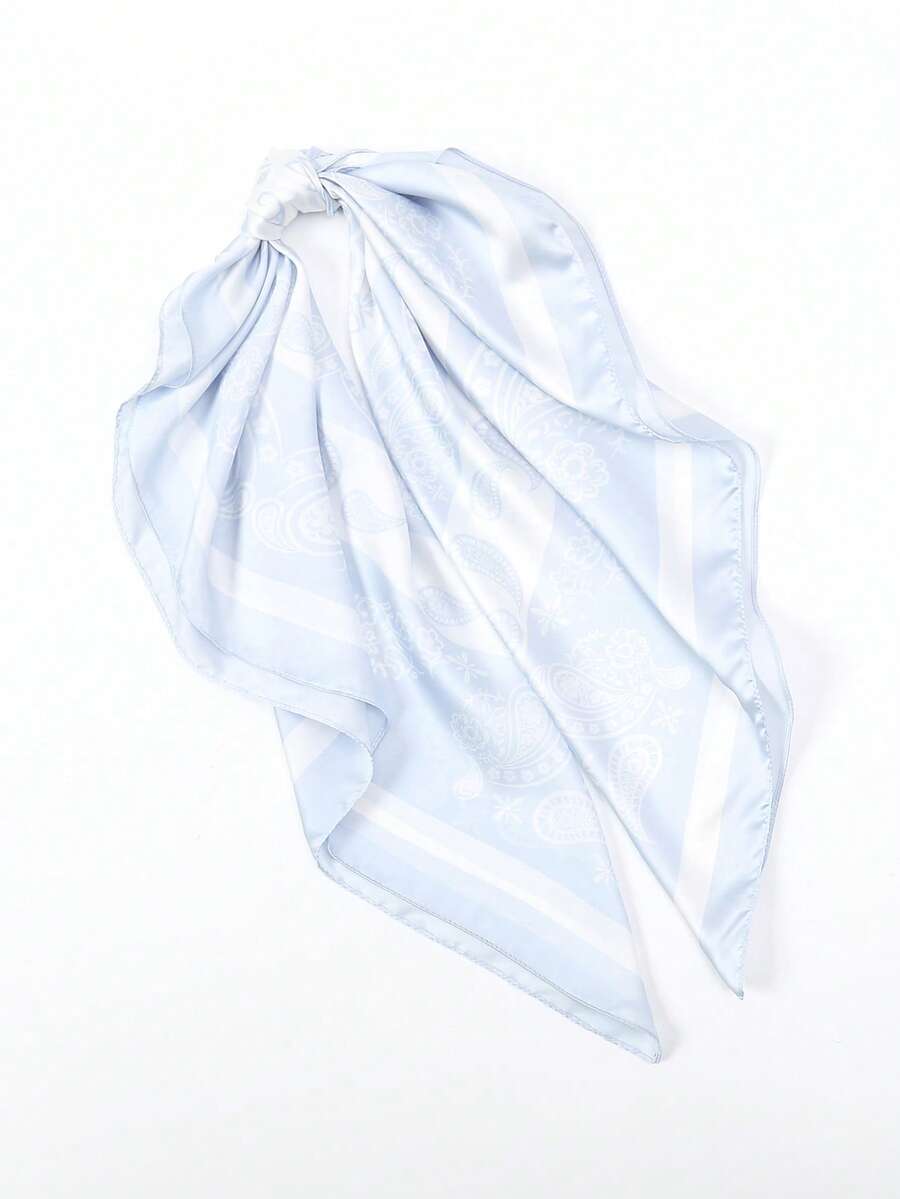 1 件简约印花 90 厘米头巾，全新春季设计，百搭腰带、发带、女士围巾、时尚配饰