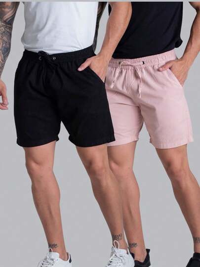 Kit 2 Short Masculinos Mauricinho Sarja Bermuda Confortavel de Brim Lisa